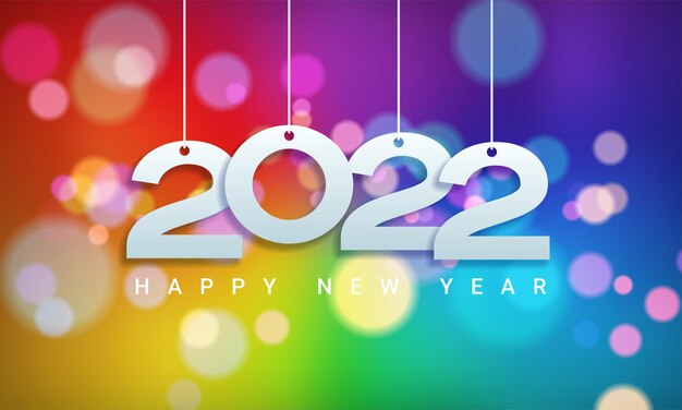 Happy New Year 2022 winter holiday greeting card design template