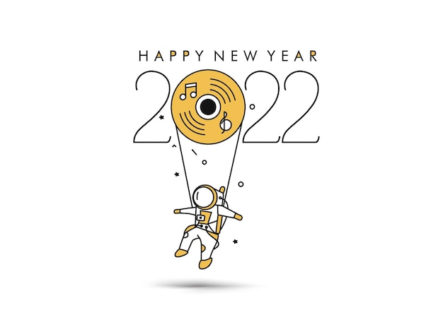 宇宙飛行士のデザイン、ベクトルイラストと新年あけましておめでとうございます2022。