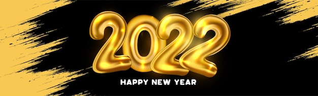 Vettore gratuito felice anno nuovo 2022 con numeri balloon golden