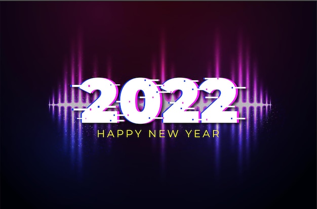 Free vector happy new year 2022 with glitch style