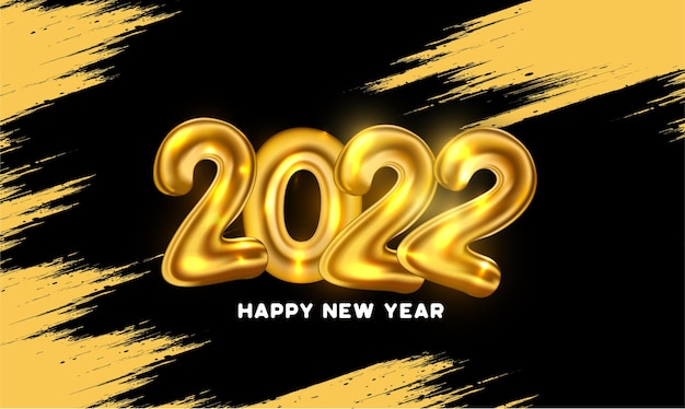 Happy new year 2022 with golden balloon numbers