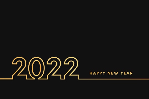 Happy new year 2022 with golden flat line design background