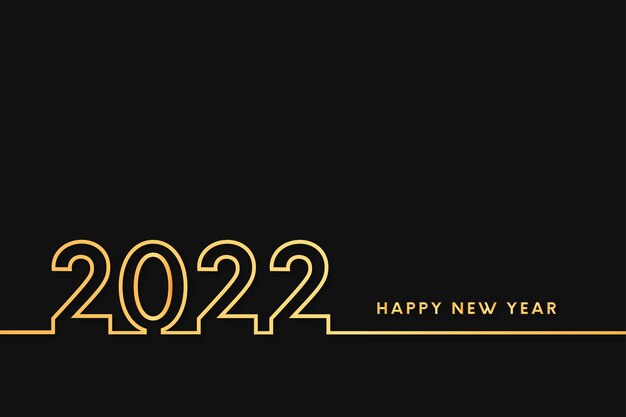 ゴールデンフラットラインデザインの背景と新年あけましておめでとうございます2022