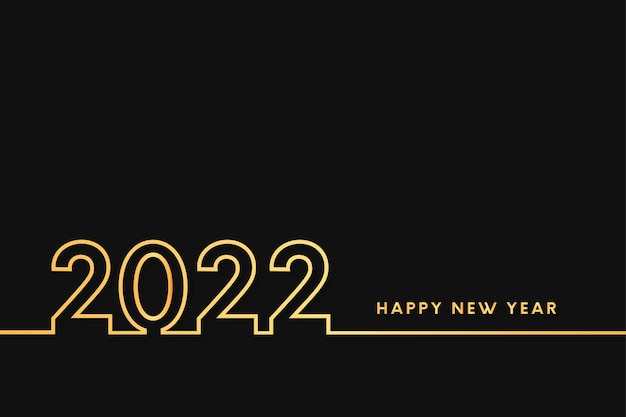 Happy New year 2022 with Golden Flat Line Design Background