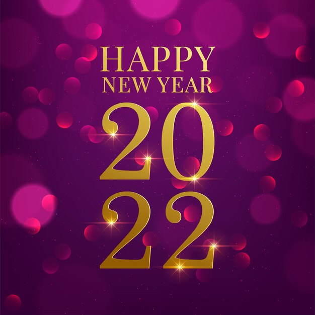 Happy new year 2022 with numbers on the bokeh background