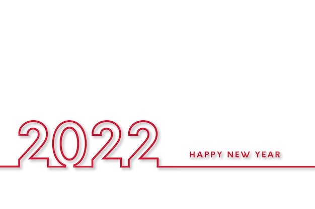 無料ベクター 赤いフラットラインデザインで新年あけましておめでとうございます2022