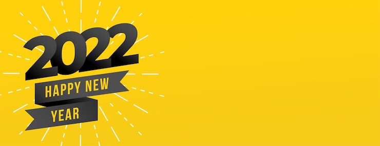 Free Vector happy new year 2022 yellow banner with text space