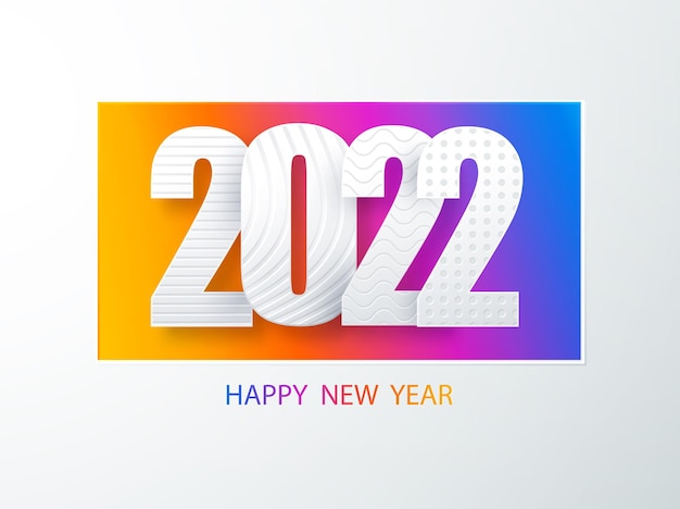 Free vector happy new year 2022cover paper art cover design.. happy new year 2022 text design vector. creative 2021 logo design. concept holiday card, poster, banner. modern vector art.