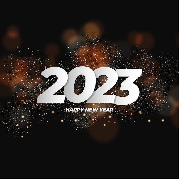 Vettore gratuito felice anno nuovo 2023 sfondo con effetto bokeh