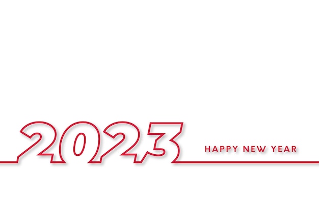 Free vector happy new year 2023 background with minimal red line