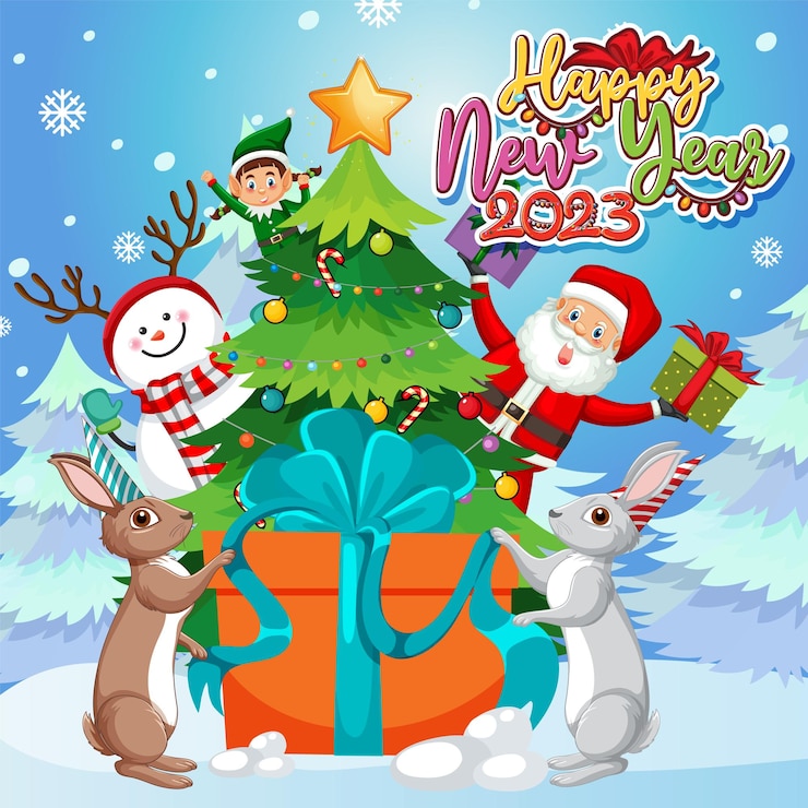 मुफ़्त वेक्टर happy new year 2023 banner in christmas theme
