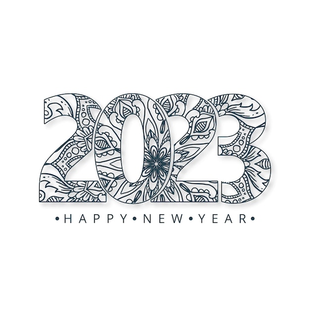 Vettore gratuito felice anno nuovo 2023 card vacanza con sfondo bianco