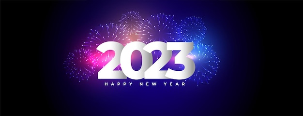 Happy new year 2023 celebration banner with firework