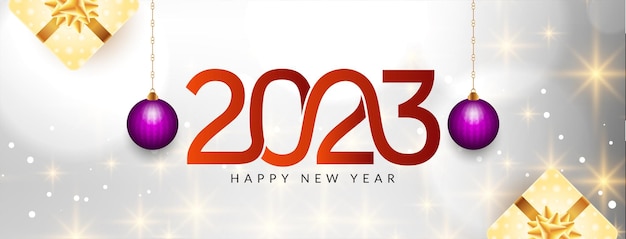 Free vector happy new year 2023 celebration greeting banner design