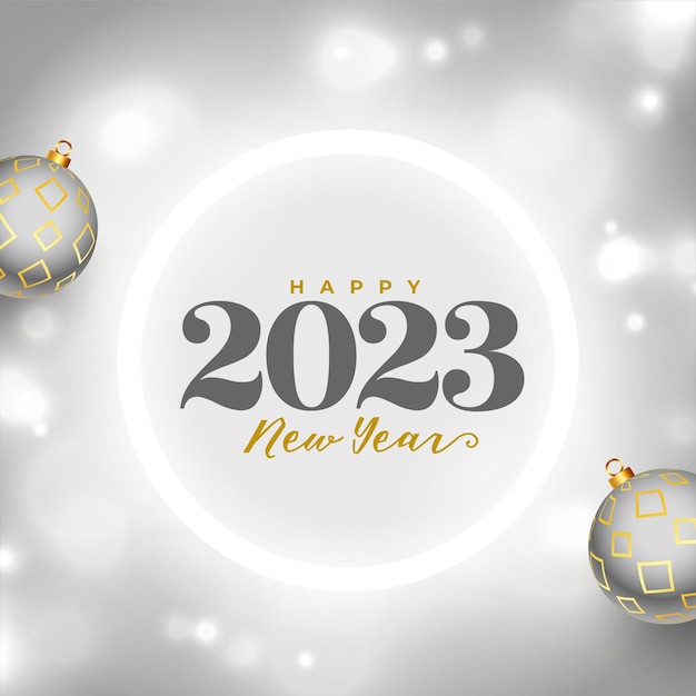 Бесплатное векторное изображение С новым годом 2023 поздравительный баннер в блестящей векторной иллюстрации в стиле боке