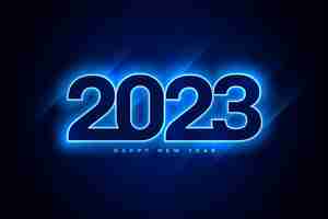 Бесплатное векторное изображение С новым годом 2023 праздничный фон с эффектом неонового света