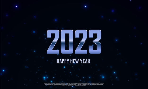 Felice anno nuovo 2023. buon natale. modello per biglietto di auguri, banner, volantino. sfondo del cielo stellato