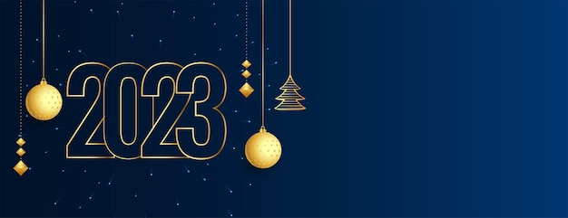 Free vector happy new year 2023 occasion banner with bauble