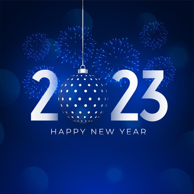 Free vector happy new year 2023 occasion banner with bauble