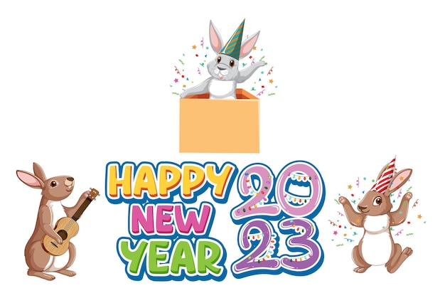 Free vector happy new year 2023 rabbit year