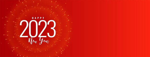 Happy new year 2023 red banner with firework