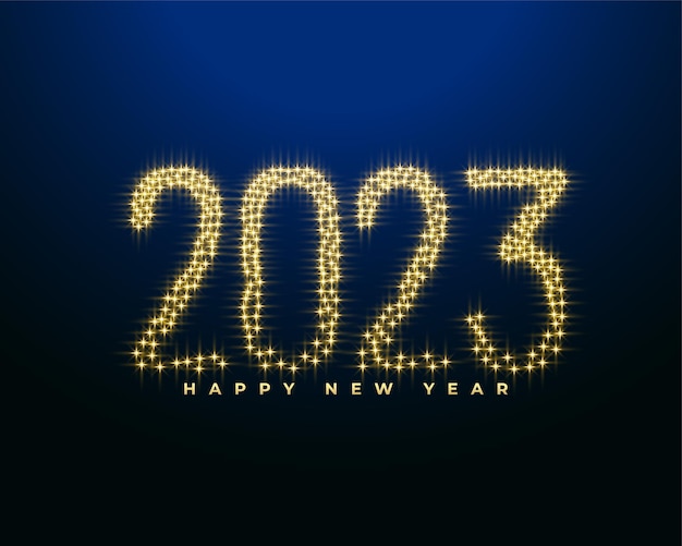 Free vector happy new year 2023 sparkle card with golden particles