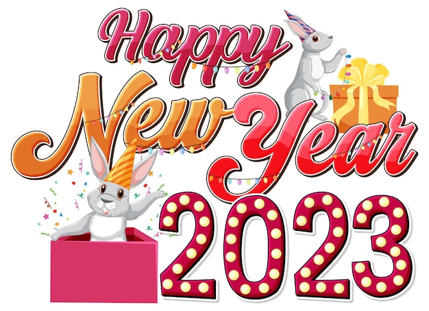 Free Vector happy new year 2023 text for banner design