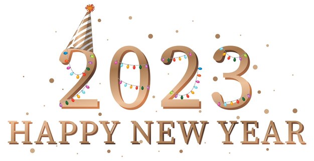 Happy New Year 2023 text for banner design