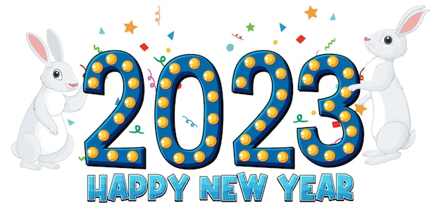 Happy new year 2023 text for banner design