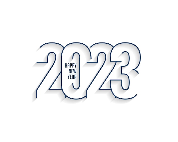 Vettore gratuito felice anno nuovo 2023 banner di testo in stile linea moderna