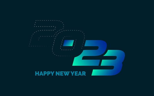 Free vector happy new year 2023 text design for brochure design template card banner vector illustration