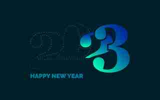 Free vector happy new year 2023 text design for brochure design template card banner vector illustration