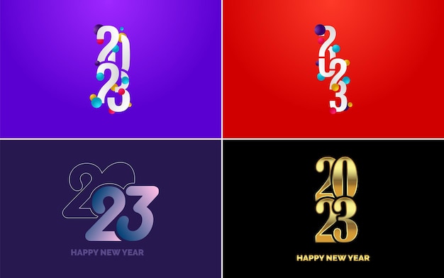 新年あけましておめでとうございます 2023 テキスト デザイン 2023 年のビジネス日記の表紙と願いを込めてパンフレット デザイン テンプレート カード バナー新年ベクトル イラスト