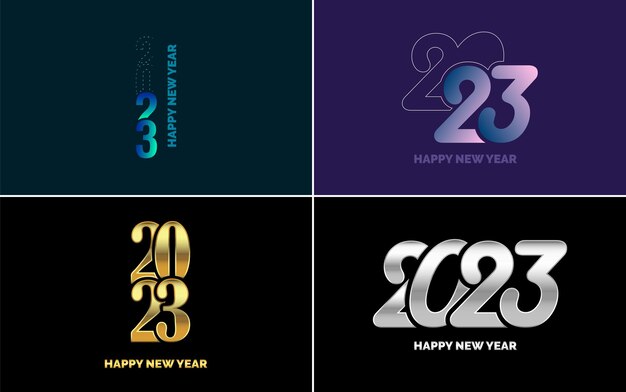 Free vector happy new year 2023 text design cover of business diary for 2023 with wishes brochure design template card banner new year vector illustration