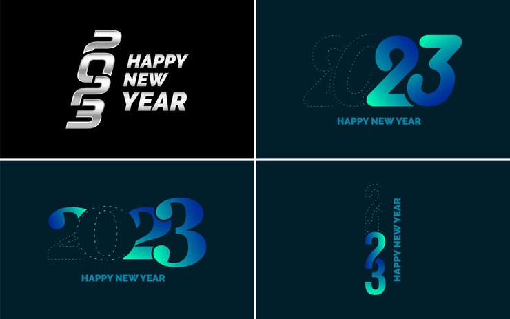 無料Vector 新年あけましておめでとうございます 2023年テキスト デザイン パック パンフレット デザイン テンプレート カード バナー新年ベクトル イラスト