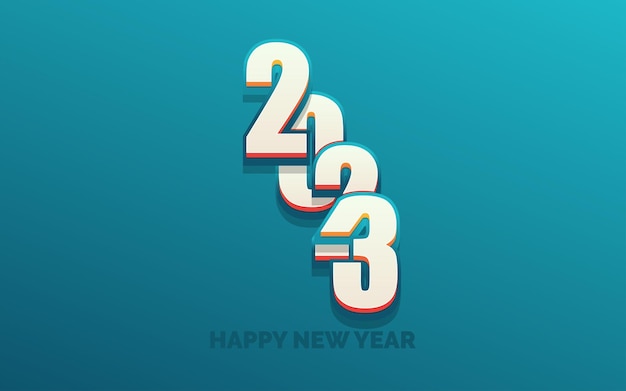 Happy new year 2023 White background Text logo design Vector illustration