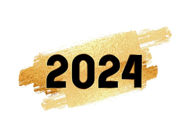 Бесплатное векторное изображение Счастливый новый год 2024 фон с золотым вектором эффекта мазка кисти