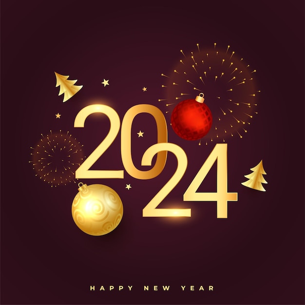 happy new year 2024 festive background with xmas decoration vector