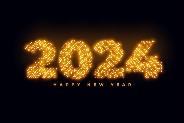 happy new year 2024 golden sparkle text background design vector