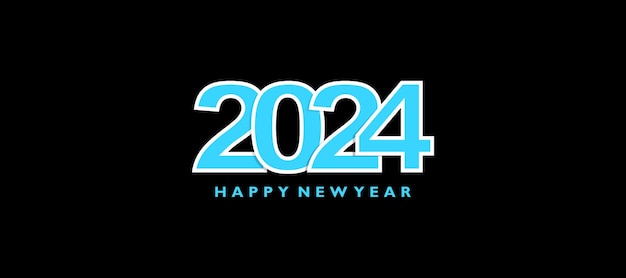 Vettore gratuito buon anno 2024, saluto, sfondo, design, vettore.