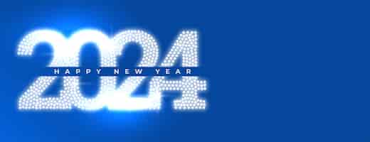 Бесплатное векторное изображение Счастливый новый год 2024 поздравление обои с блестящим эффектом вектор