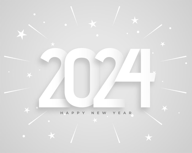 Free vector happy new year 2024 grey background with bursting star vector