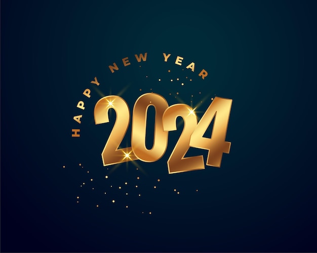 Free vector happy new year 2024 invitation card with shiny effect vector