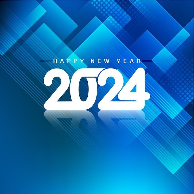 Happy new year 2024 stylish greeting card glossy blue design vector