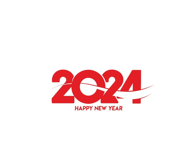 Free vector happy new year 2024 text typography design element flyer banner design