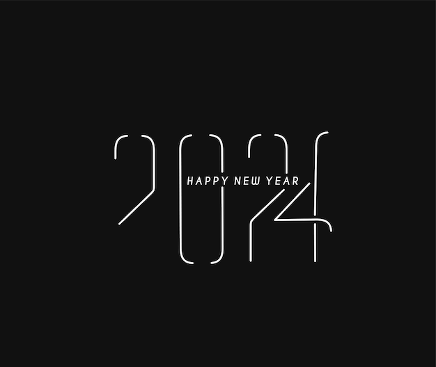 無料ベクター 新年あけましておめでとうございます 2024 テキスト タイポグラフィ デザイン要素のチラシ バナー デザイン