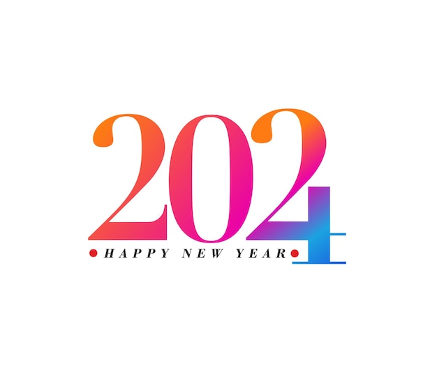 Free vector happy new year 2024 text typography design element flyer banner design