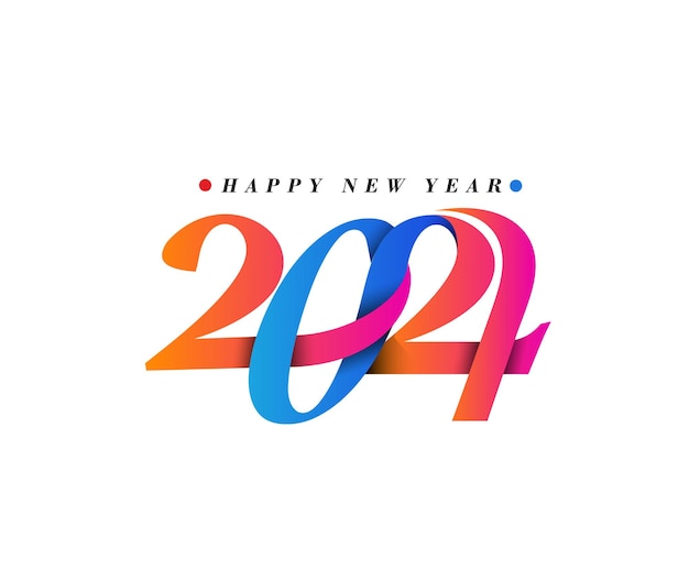 Free vector happy new year 2024 text typography design element flyer banner design