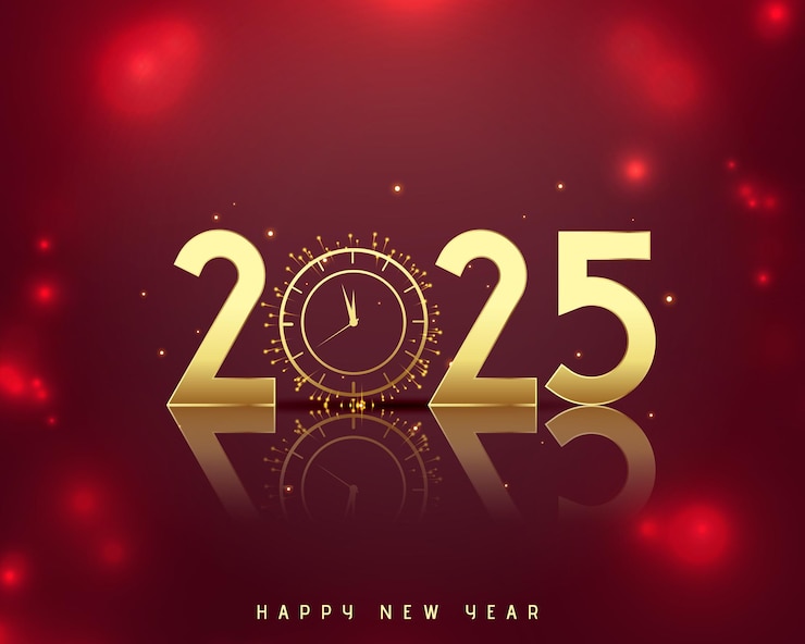 Free Vector happy new year 2025 clock background design