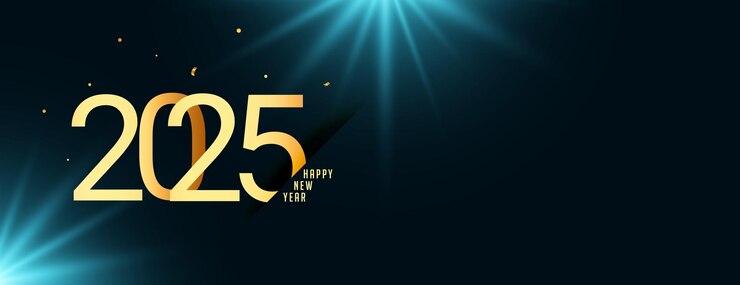 Free Vector happy new year 2025 invitation banner with light effect